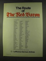 1973 Lufthansa Airlines Ad - Route of The Red Baron - £14.60 GBP