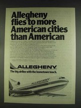 1978 Allegheny Airlines Ad - Flies to More Cities - £14.60 GBP