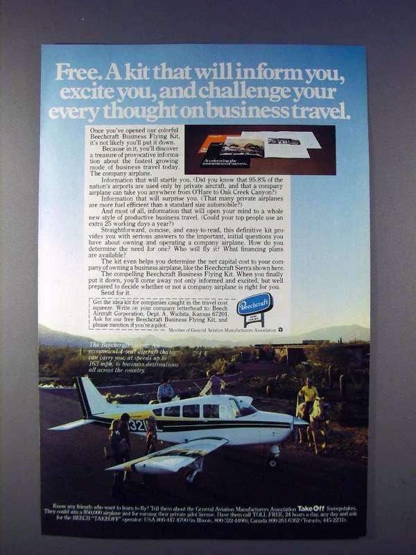 1978 Beechcraft Sierra Plane Ad - Challenge Thought - $18.49