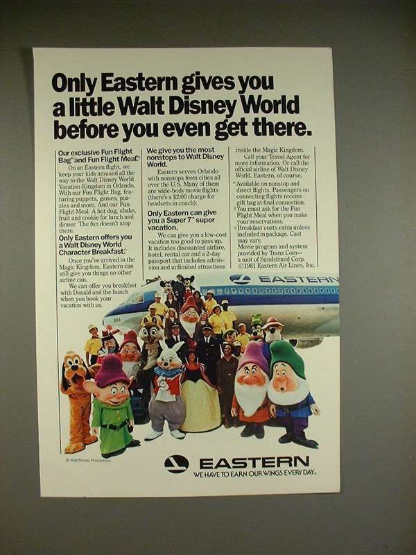1981 Eastern Air Lines Ad - Walt Disney World - £14.76 GBP