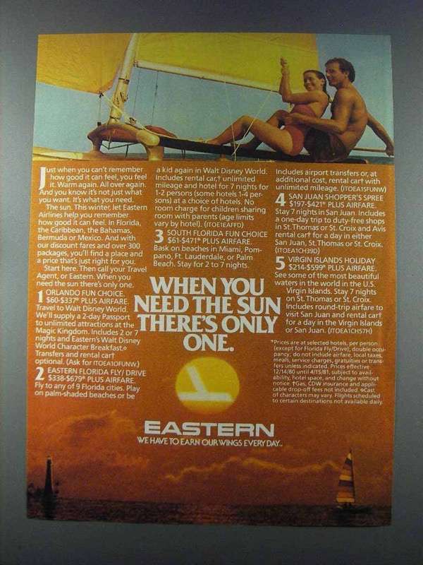 1981 Eastern Airlines Ad - When You Need the Sun - £14.55 GBP
