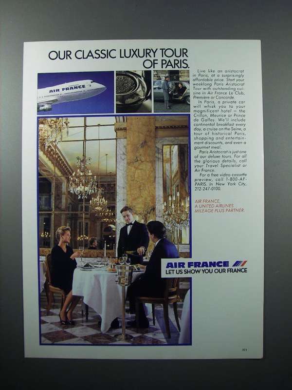 Primary image for 1985 Air France Ad - Classic Luxury Tour of Paris