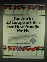 1985 Pan Am Airline Ad - Pan Am to 23 European Cities. See how proudly we fly - £13.82 GBP