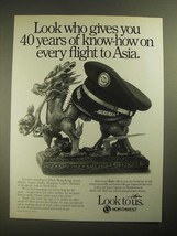 1987 Northwest Airlines Ad - 40 Years of Know-How on Every Flight to Asia - £14.54 GBP