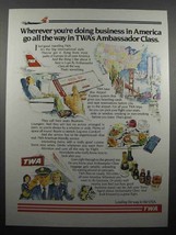 1987 TWA Airline Ad - Go All The Way Ambassador Class - £14.50 GBP