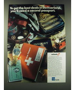 1989 SwissAir Airline and American Express Card Ad - To get the best deals - £14.78 GBP