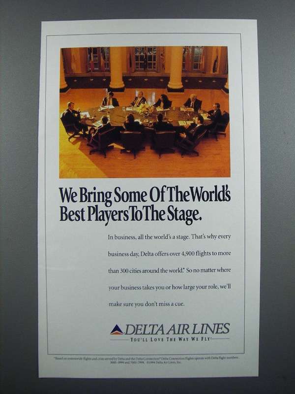Primary image for 1991 Delta Airlines Ad - World's Best Players to Stage