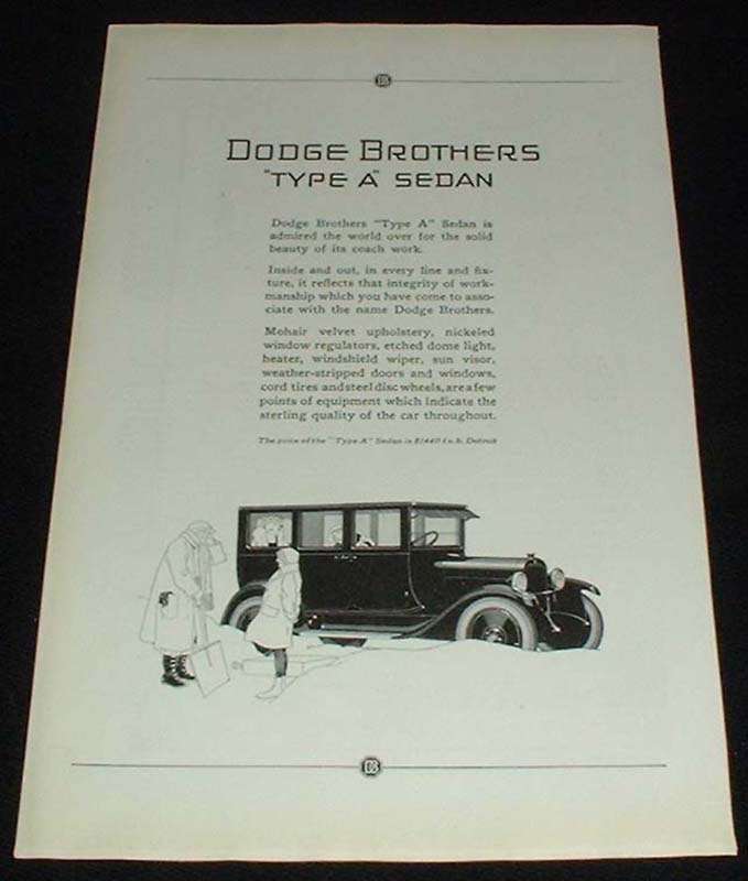 1923 Dodge Type A Sedan Ad, NICE!! - $18.49