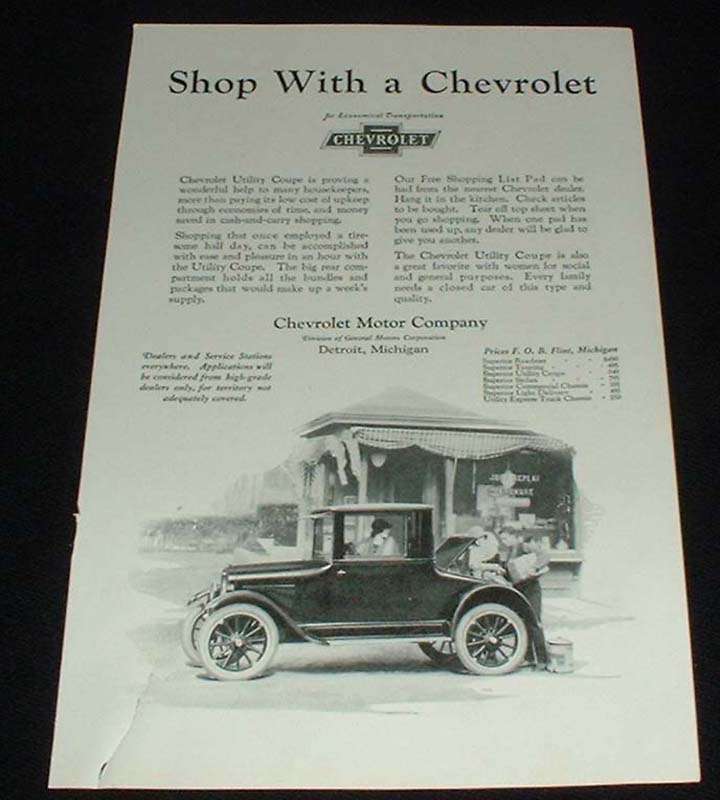 1923 Chevrolet Utility Coupe Ad, Shop!! - $18.49