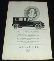 1923 Lafayette Car Ad, Motoring Satisfaction! - £14.54 GBP