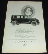 1923 Lafayette Car Ad, Motoring Satisfaction! - £14.50 GBP