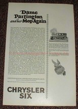 1925 Chrysler Six Car Ad, Dame Partington &amp; Her Mop!! - £14.50 GBP