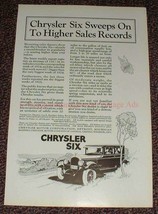 1925 Chrysler Six Car Ad - Sweeps on to Higher Sales!! - £14.50 GBP