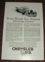 1925 Chrysler Six Car Ad, Demand Growing Greater!! - £14.76 GBP