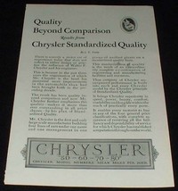 1926 Chrysler Ad, Quality Beyond Comparison!! - £14.65 GBP