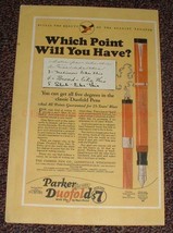 1925 Parker Duofold Pen Ad, Which Point Will You Have?! - £14.52 GBP