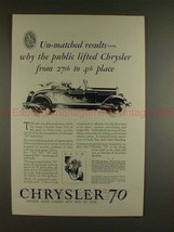 1927 Chrysler 70 Car Ad - Un-matched Results, NICE!! - £14.61 GBP