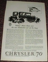 1927 Chrysler 70 Car Ad, Car of the Hour!! - £14.49 GBP