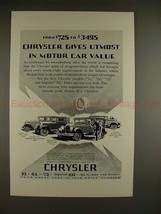 1927 Chrysler Car Ad - 72, 62, Imperial 80 Sedan, Coupe - £14.54 GBP