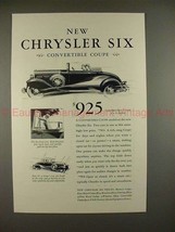 1930 Chrysler Six Convertible Coupe Ad - NICE!! - £14.78 GBP