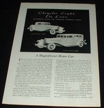 1931 Chrysler 8 DeLuxe Coupe &amp; Sedan Car Ad! - £14.76 GBP