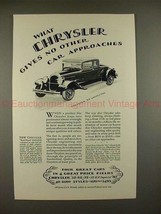 1928 Chrysler 62 Coupe Car Ad - No Other Car Approaches - £14.52 GBP