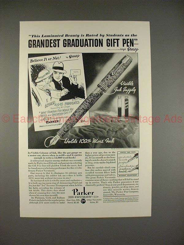 1934 Parker Vacumatic Pen Ad - Grandest Gift, Ripley!! - £14.53 GBP