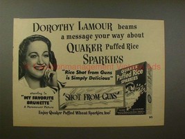 1947 Quaker Puffed Rice Sparkies Ad - Dorothy Lamour!! - $18.49