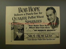 1947 Quaker Puffed Wheat Sparkies Cereal Ad - Bob Hope! - $18.49
