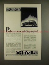 1930 Chrysler 77 Royal Sedan Car Ad - Performance!! - £14.56 GBP