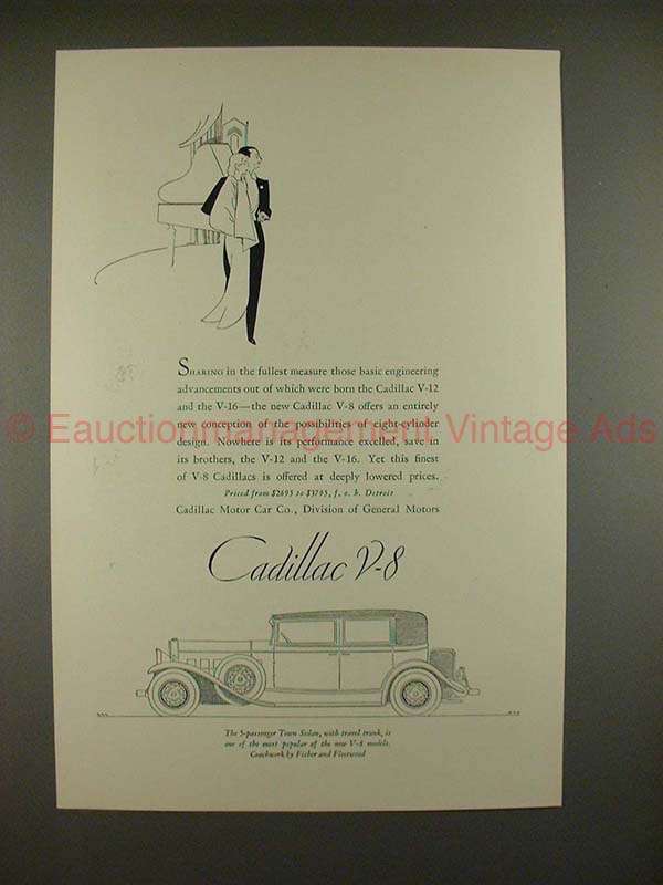 1931 Cadillac 5-passenger Town Sedan w/ Travel Trunk Ad - $18.49
