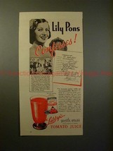 1938 Libby&#39;s Tomato Juice Ad, w/ Lily Pons - Confesses! - £14.50 GBP