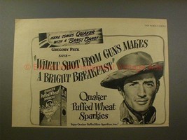 1946 Quaker Puffed Wheat Sparkies Ad - Gregory Peck!! - $18.49
