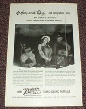 1947 Zenith Trans-Oceanic Portable Radio Ad, Cowboys! - £14.61 GBP