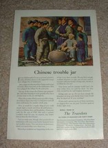 1948 Travelers Insurance Ad, Chinese Trouble Jar NICE! - $18.49