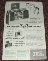 1948 Zenith Radio Ad, Universal Pop-Open Portable!! - £14.60 GBP