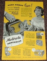 1949 Motorola Portable Radio Ad, Here Comes Fun! - £14.78 GBP