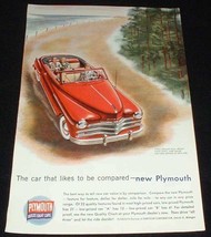 1949 Plymouth Red Convertible Car Ad, NICE!!! - £14.50 GBP