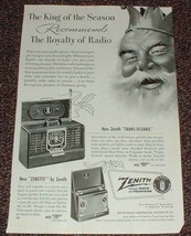 1949 Zenith Trans-Oceanic &amp; Zenette Radio Ad, Royalty! - £14.76 GBP