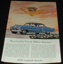 1952 Blue Cadillac Ad, Goal for Motorists!!! - £14.78 GBP