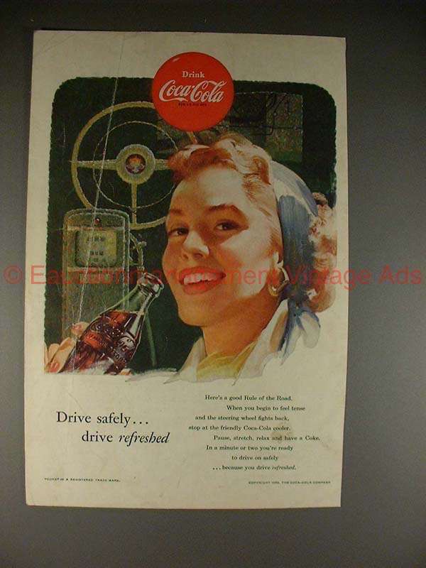 Primary image for 1953 Coke Coca-Cola Ad, Drive Safely Drive Refreshed!!