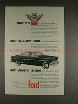 1954 Ford Car Ad - V8, Ball-Joint Ride, Modern Styling! - £14.50 GBP