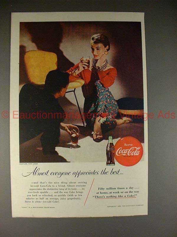 1955 Coke Coca-Cola Ad, Costume by Tina Leser, NICE! - $18.49