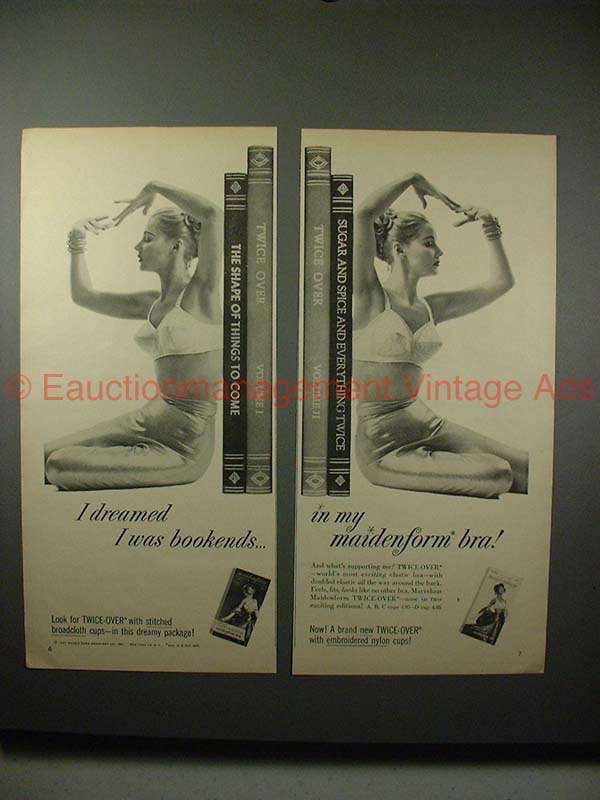 1959 2-page Maidenform Twice-over Bra Ad - Bookends!! - $18.49