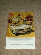 1966 Pontiac Grand Prix Car Ad, NICE!!! - $18.49