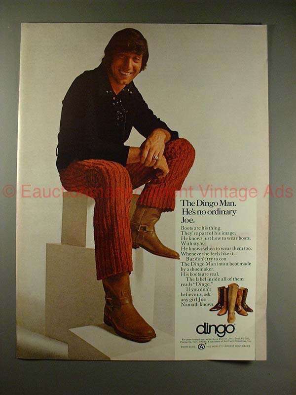 Primary image for 1970 Dingo Boots Ad w/ Joe Namath - The Dingo Man!!
