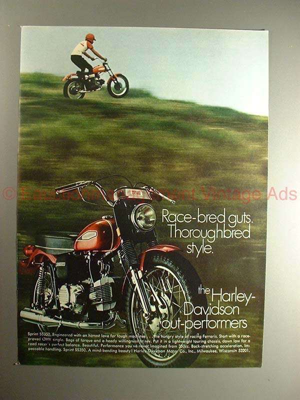 1970 Harley Davidson Sprint SS 350 Motorcycle Ad, NICE! - £14.44 GBP