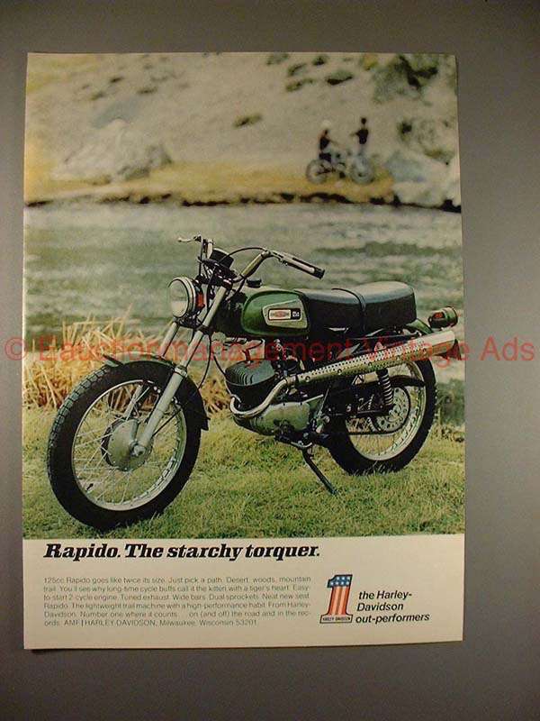 1970 Harley Davidson 125cc Rapido Motorcycle Ad, NICE!! - $18.49