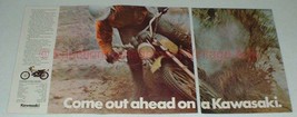 1972 Kawasaki F9 350cc Enduro Motorcycle Ad - Out Ahead - £14.73 GBP