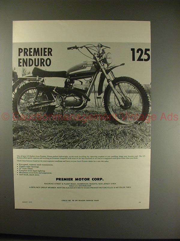 1972 Premier 125 Enduro Motorcycle Ad / Advertisement!! - $18.49